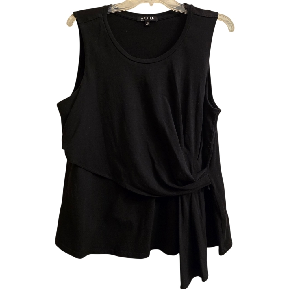 Rebels Black Tie-Front Tank Top